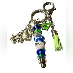 Seattle Seahawks Beaded Keychain Purse Bag Charms